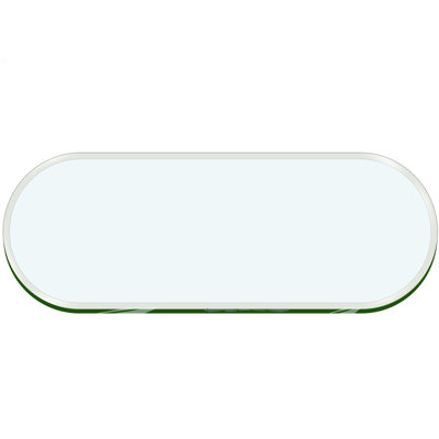 44 po x 84 po. Plateau de table ovale en verre trempé 1/2 po et verre trempé biseauté de 1 po d'épaisseur
