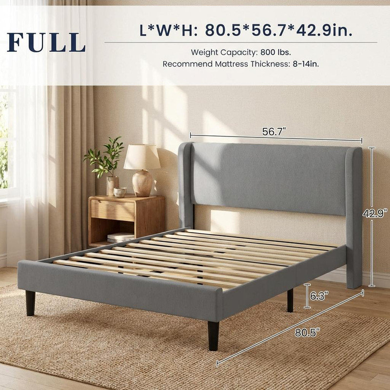 Bed, Grey, Full