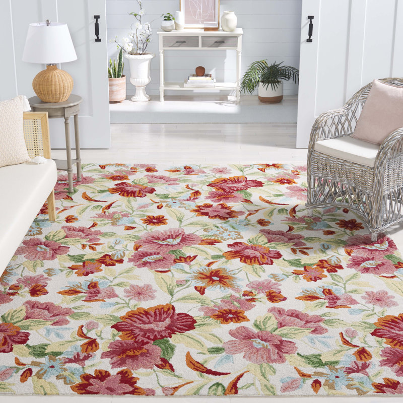 Easy Care Hand Tufted Performance Floral Rug, Rectangle 8' x 10'