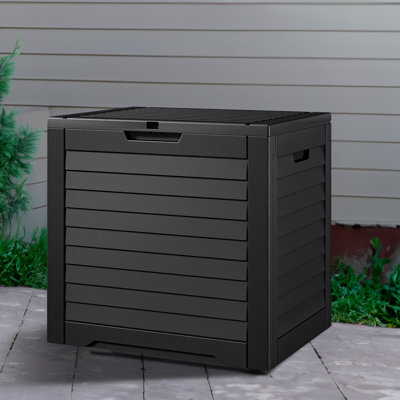 Edrosie Inc Gallon 31 Gallons Water Resistant Resin Lockable Deck Box in Black by Edrosie Inc