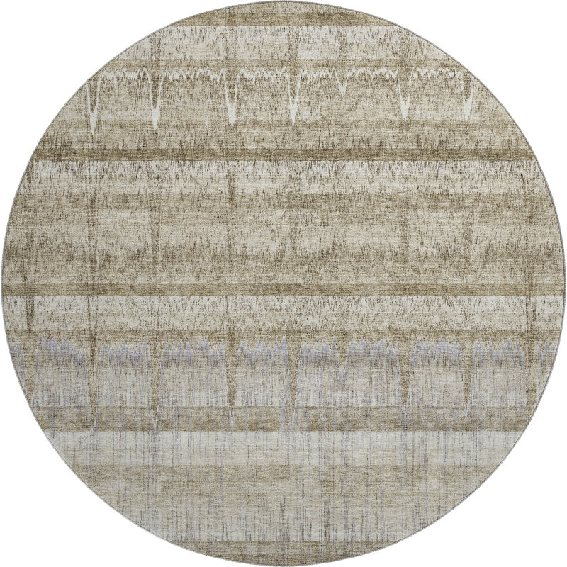 Premium Machine Washable Cerrito Taupe Rug, Round 8'