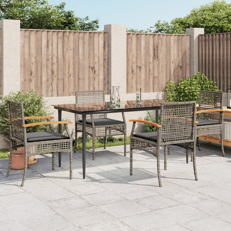 Alliona Rectangular Outdoor Table Set, Grey, Grey, 4