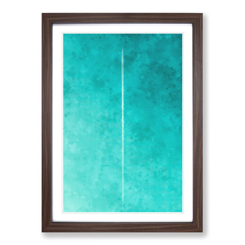 Plane In The Sky Painting - Single Picture Frame Print on MDF, 63cm H x 45cm W x 2cm D, Walnut Framed