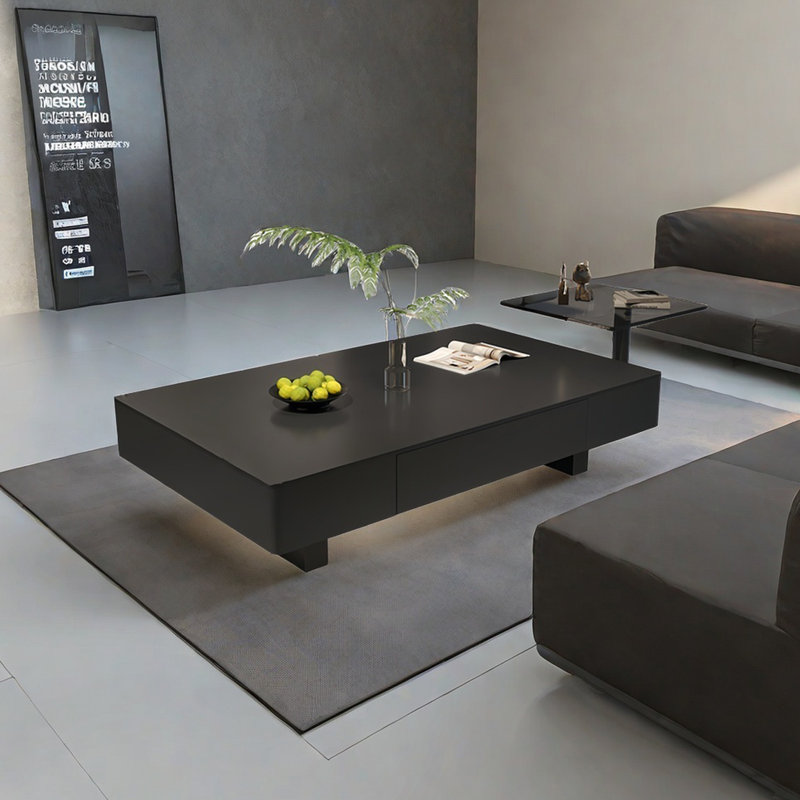 Modern creative square rock plate coffee table, 13.8" H x 55.1" L x 27.6" W