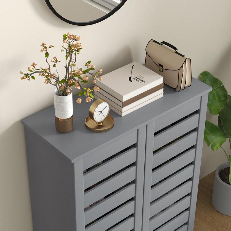 15 Pair Shoe Storage Cabinet, Grey
