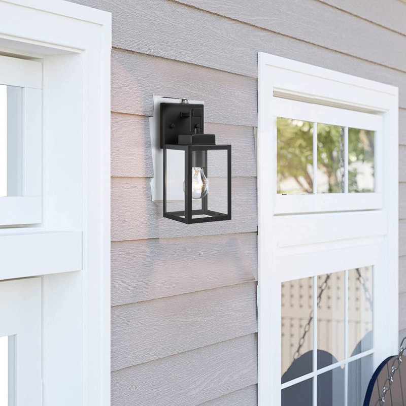 4 Pack 11"H 1-Light Matte Black Dusk to Dawn Outdoor Wall Lantern Sconce, 11.29'' H x 4.65'' W x 5.5'' D