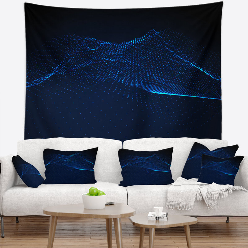 Tapisserie «Spacescape 3D Wave Glowing Particles», H 50 po x l 60 po