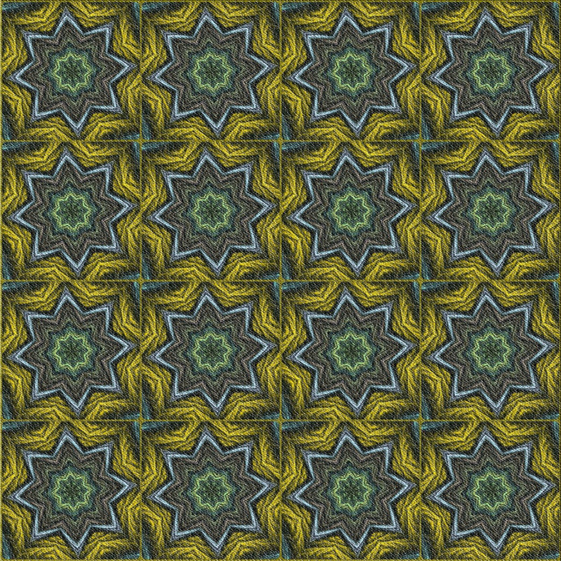 Tapis vert/brun à motifs, Carré 3 pi