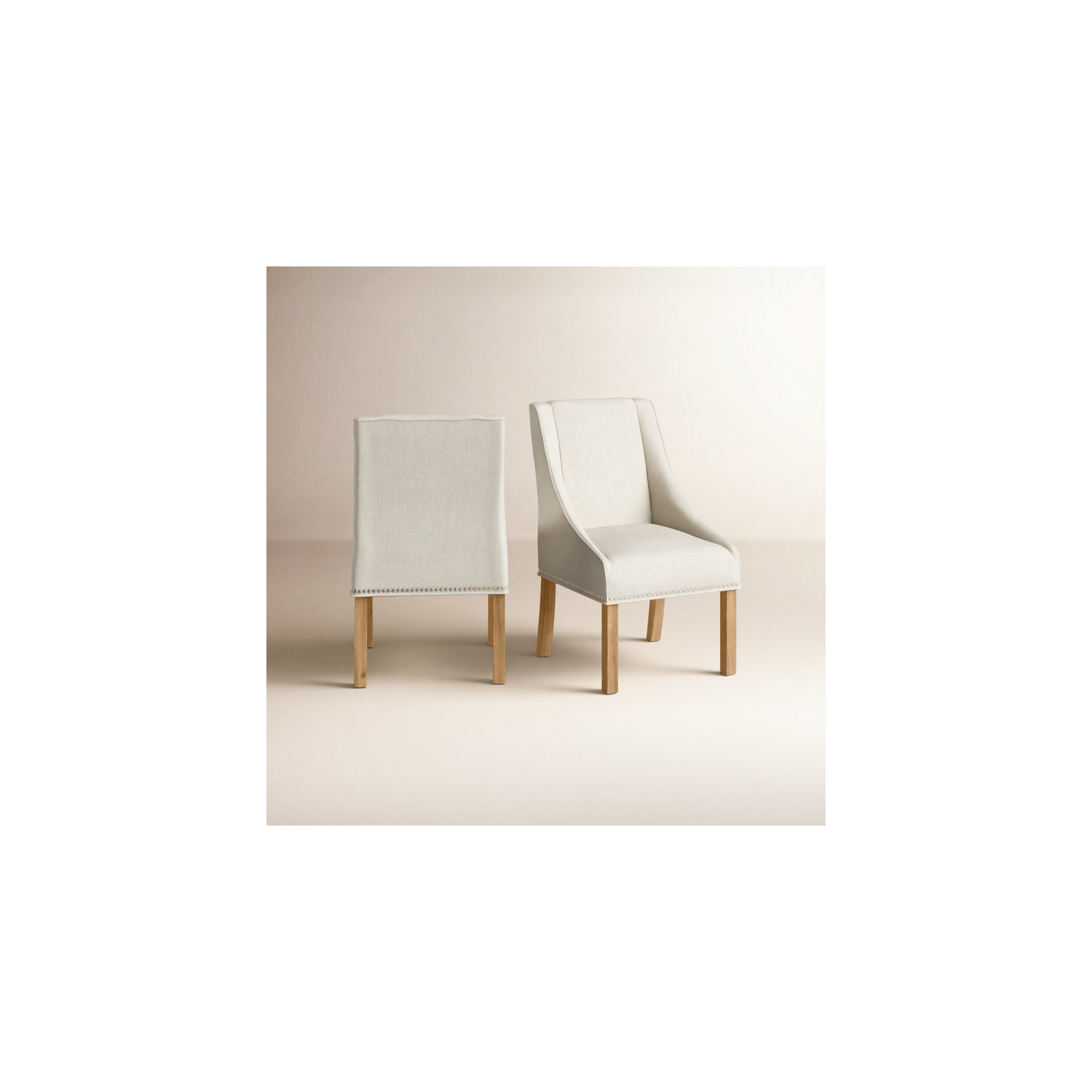 Sorrento Linen Upholstered Arm Chair, Weathered Oak, Beige