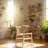Set of 2 Natural Wood Wishbone Dining Chairs, Mid-Century Modern Y-Back Arm Chairs with Woven Seats, Scandinavian Style Kitchen Chairs