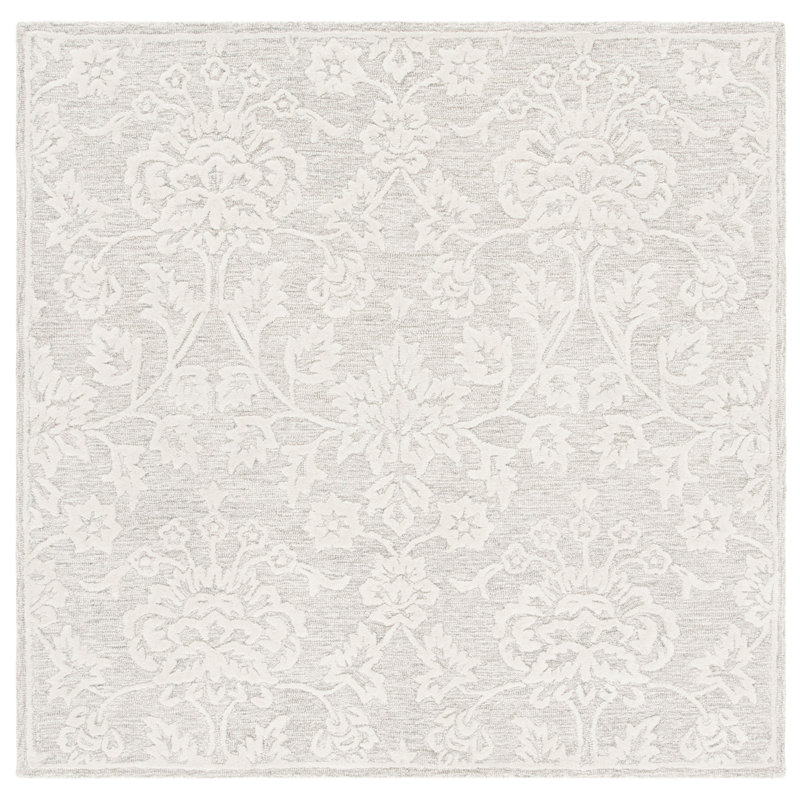Shoshone Hand Tufted Wool Floral Rug, Square 6'