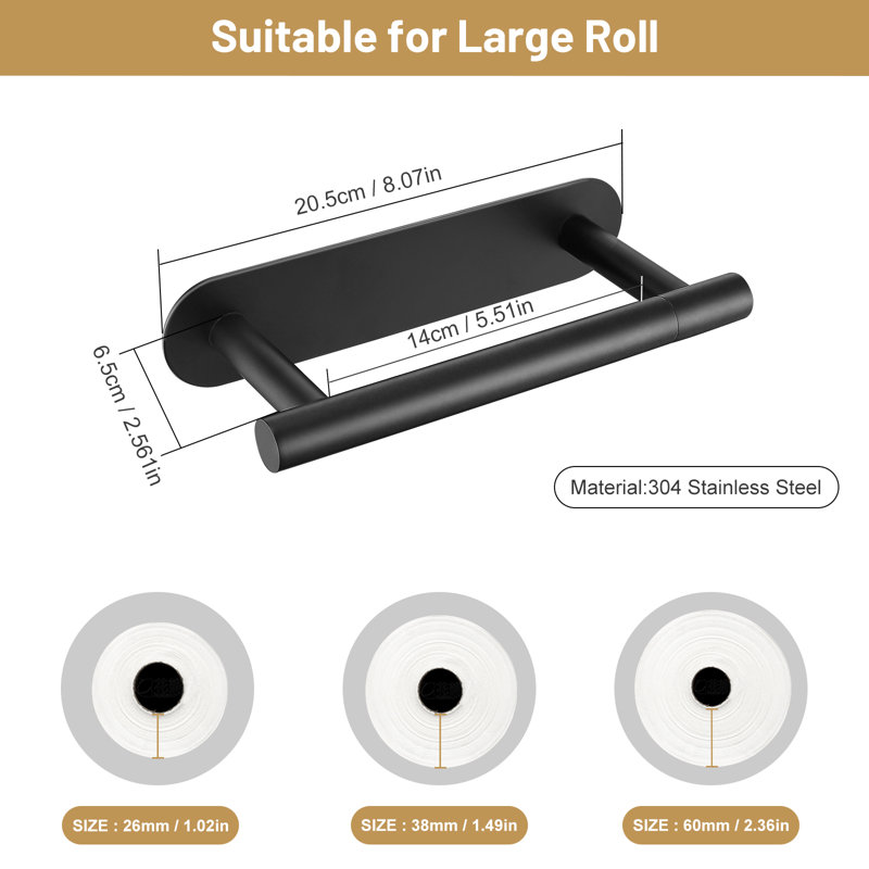 Wall Mounted Toilet Paper Holder, Matte Black