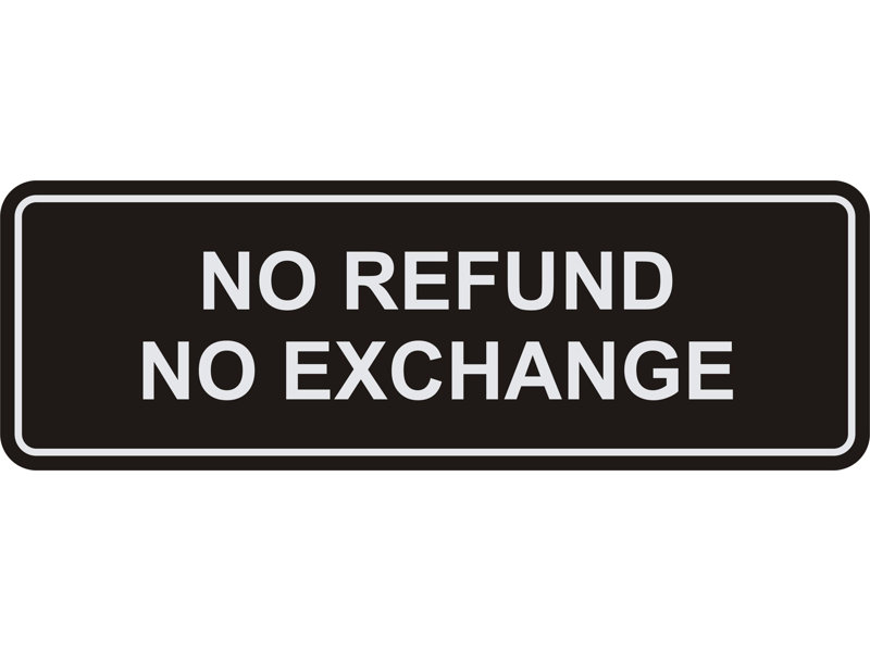 Signe standard sans remboursement ni échange (or noir) - grand, H 1 po x l 9 po x P 3 po, Noir / argent