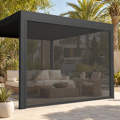 Aurora 10 FT. Universal Semi-Sheer Outdoor Roller Screen Shade, Patio Blind With Upgraded Texlene Fabric,UV Protection, Match To Louver Pergola