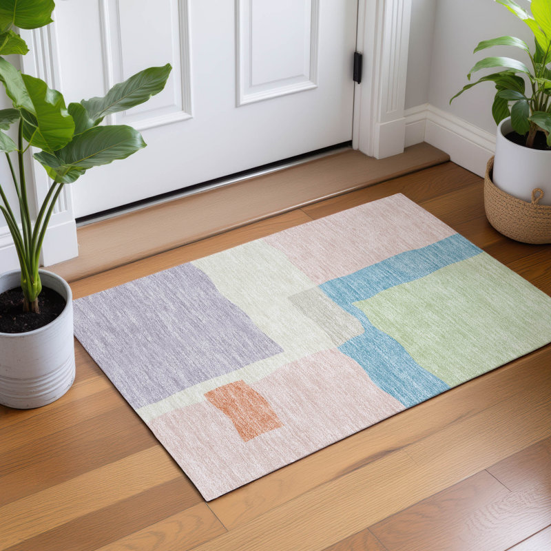 Machine Washable Indoor/Outdoor Kugler ACN2400 Abstract Rug, Rectangle 1'8" x 2'6"