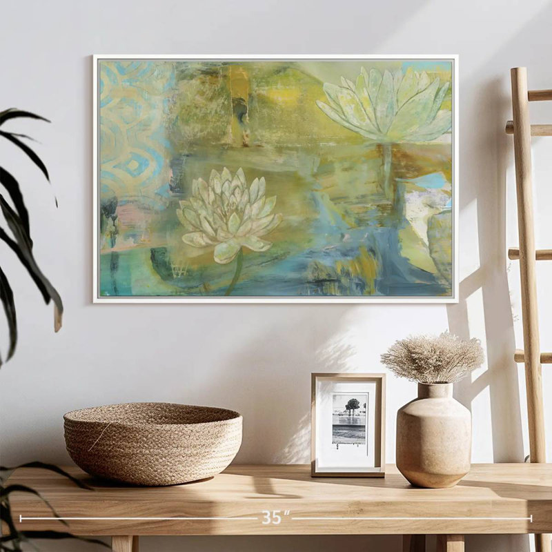 Lotus Dream, 25 po x 17 po, Cadre flottant blanc