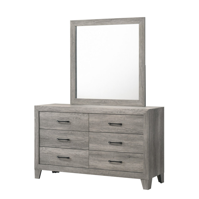 Nyell 58.3'' W 6 - Drawer Dresser, Gray