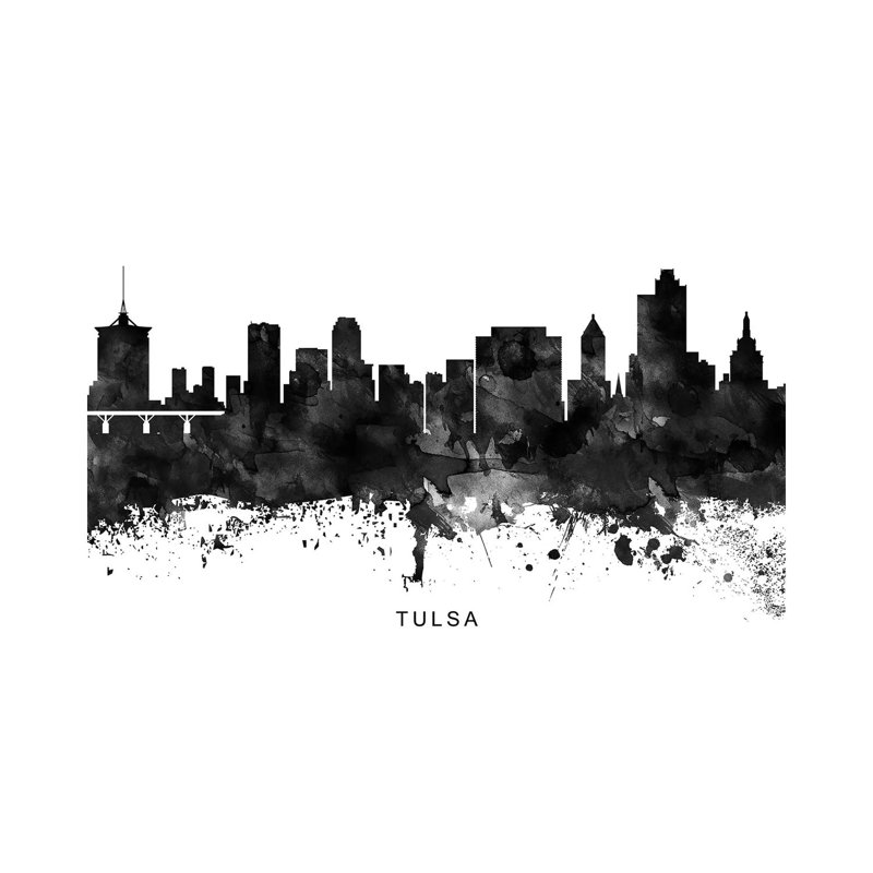 Tulsa Skyline Black & White by WallDecorAddict - Wrapped Canvas Print, 20.32cm H x 30.48cm W x 1.9cm D