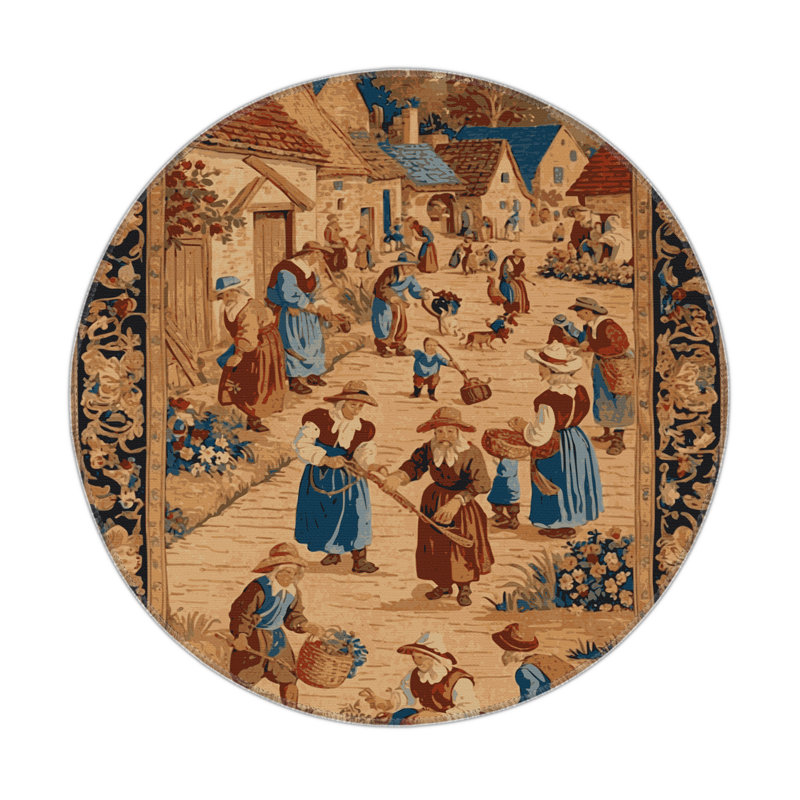 Tapis d'intérieur et d'extérieur brun français, Rond 5 pi