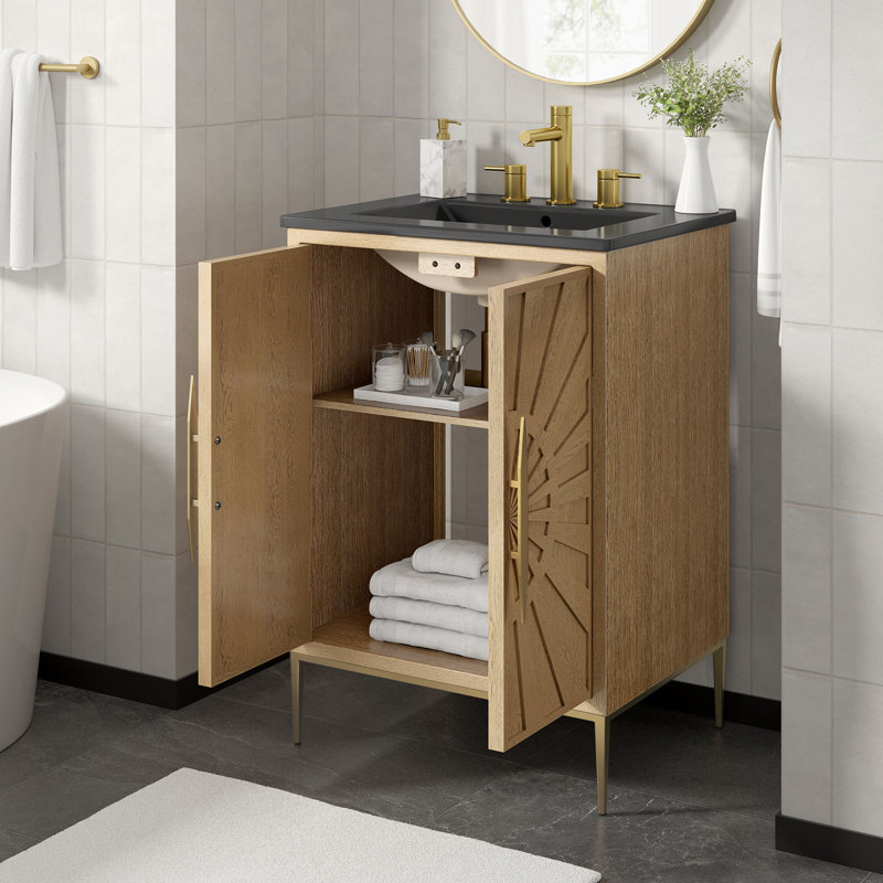 Meuble-lavabo de 24 po Awaken, Chêne, Noir