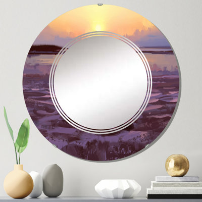 Flip flops avec de beaux cœurs sur la plage au coucher du soleil - Miroir mural nautique et côtier rond