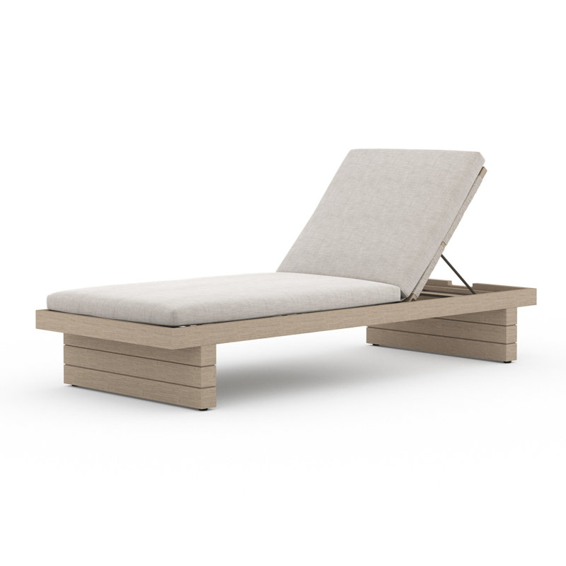 Leroy Outdoor Teak Chaise Lounge, Brown, Stone Gray