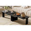 Modern Rectangular Coffee Table, Modular Splicing Design, Classic Black MDF, 41.7 Inches