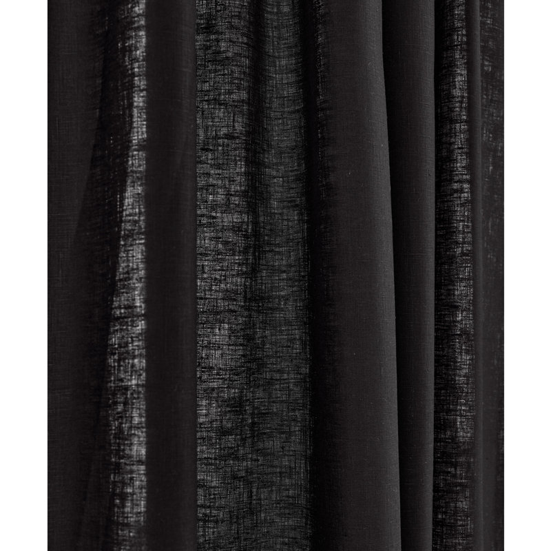 Linen Curtain with Rod Pocket, 52" W x 108" L, Black