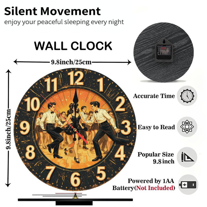 Décoration murale horloge vintage Rockabilly