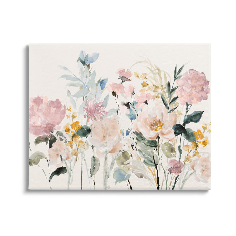 Fleurs de printemps pastel sur toile, H 24 po x l 30 po x P 1,5 po