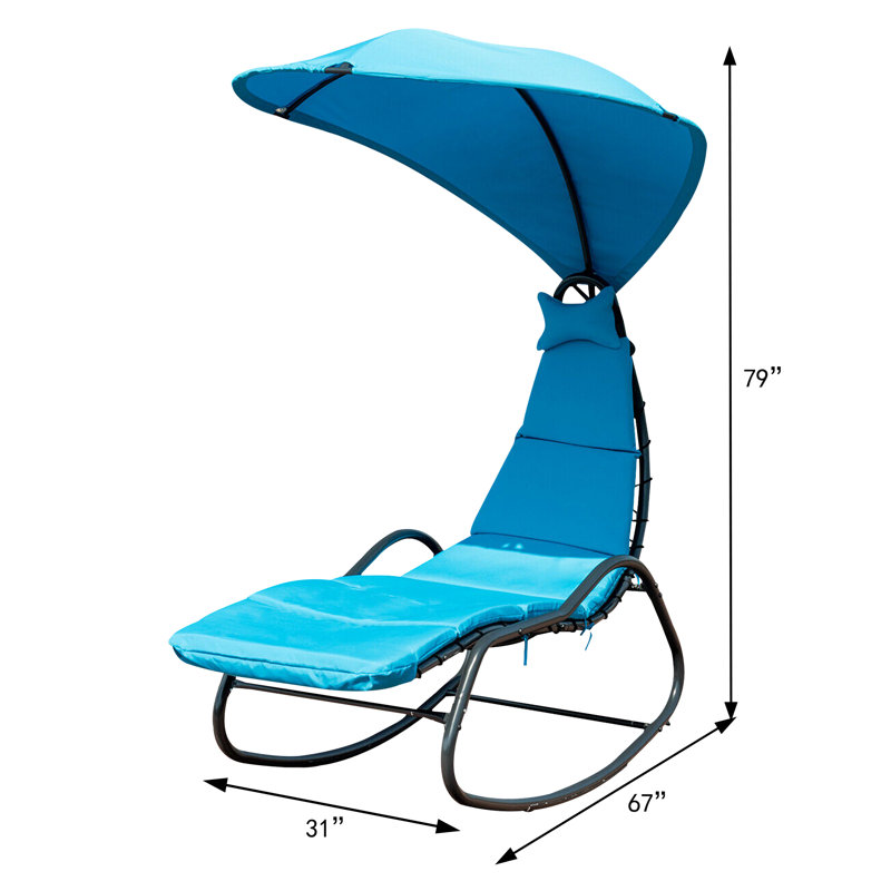 Chaise longue simple inclinable Hylton de 67 po avec coussins, Bleu
