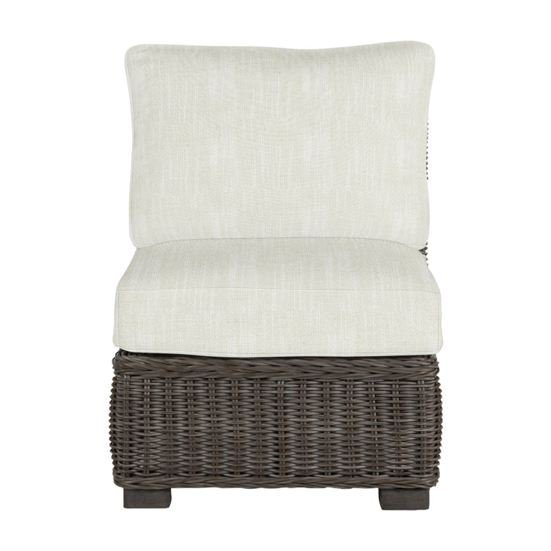 Rustic Woven Sectional Slipper Chair, Welt, Black Walnut, Herringbone Sand