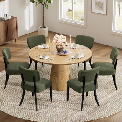 Table de salle à manger ronde en bois 43 po avec 4/6 chaises sans accoudoirs, ensemble minimaliste moderne pour la maison et la salle à manger
