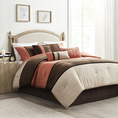 Couette 7 pièces en imitation daim pour lit queen - Ensemble de lit corail avec 2 taies d'oreiller, 1 oreiller carré, 1 oreiller et 1 jupe de lit