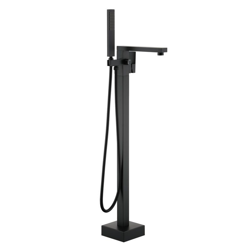 Floor Tub Spout with Diverter, Black