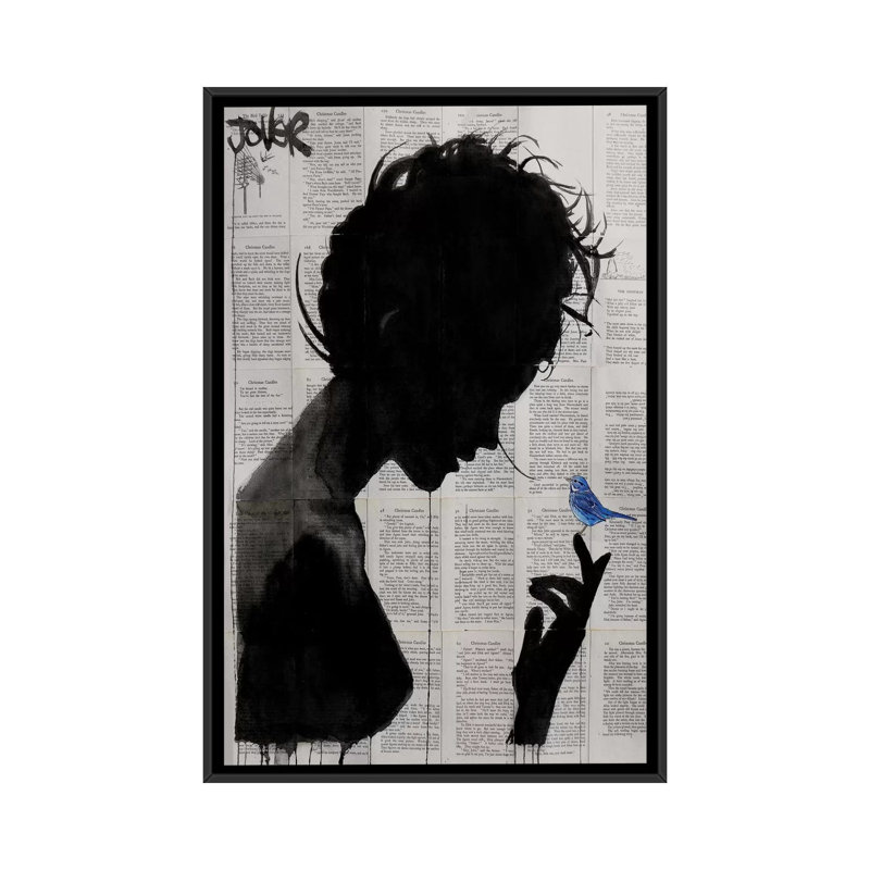 Poetica, impression sur toile tendue, H 26 po x l 18 po x P 1,5 po, Toile avec cadre noir, Pas de tapis