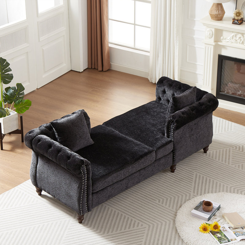 Canapé 81 po en chenille, Noir, noir, noir, noir