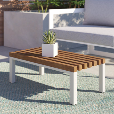 Elian Rectangular Teak Solid Wood Outdoor Side Table , 29 " W 14.5 " D