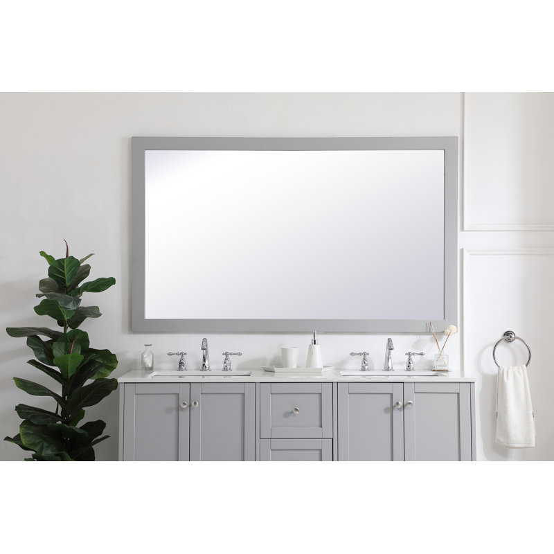 Metcalfe Solid And Engineered Wood Flat Wall Mirror, 36" x 60" , Gray