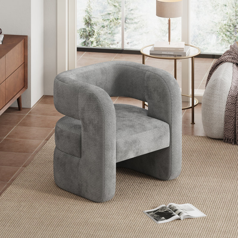 Chaise d'appoint rembourrée entièrement assemblée pour le salon Sinel, Gris