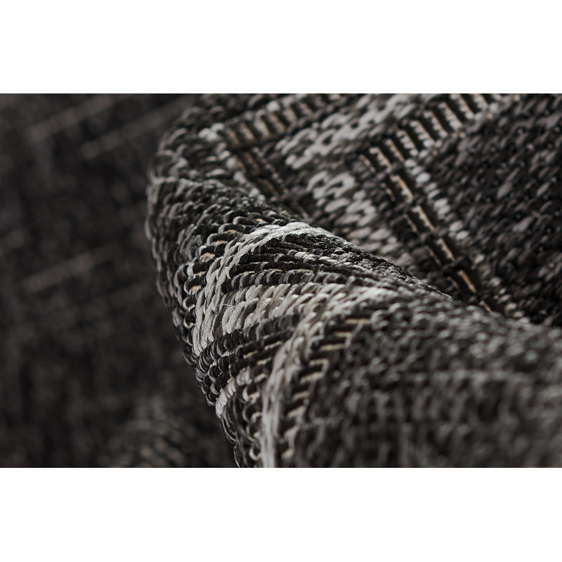 Black Rectangular Synthetic 5' x 7' Stain-Resistant Rug