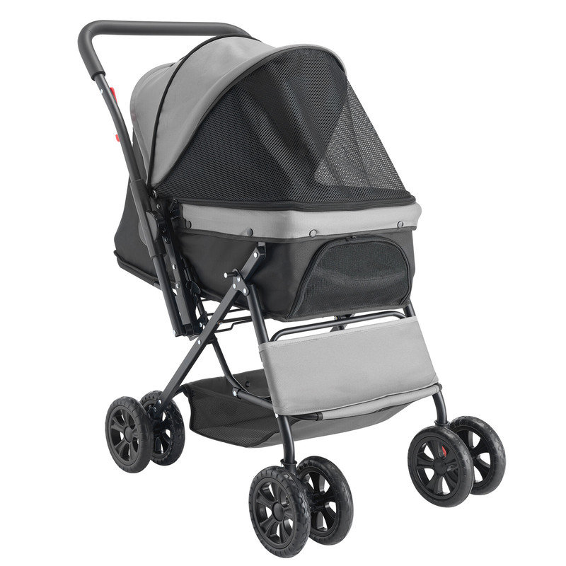 Poussette pliable pour animal de compagnie à 4 roues, poussette réversible pour chien de voyage, pouvant supporter jusqu'à 44 lb