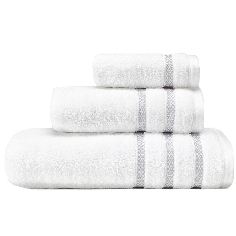 Vera Wang Textured Trellis 3 Piece 100% Cotton Towel Set
