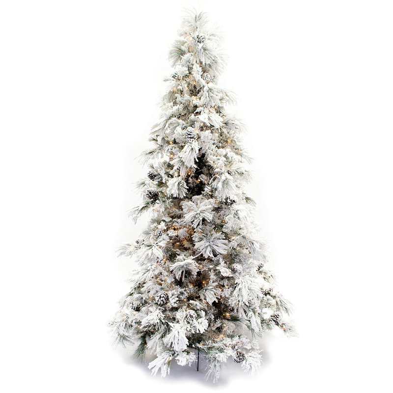Arbre de Noël floqué à aiguilles longues pin, 9 pi
