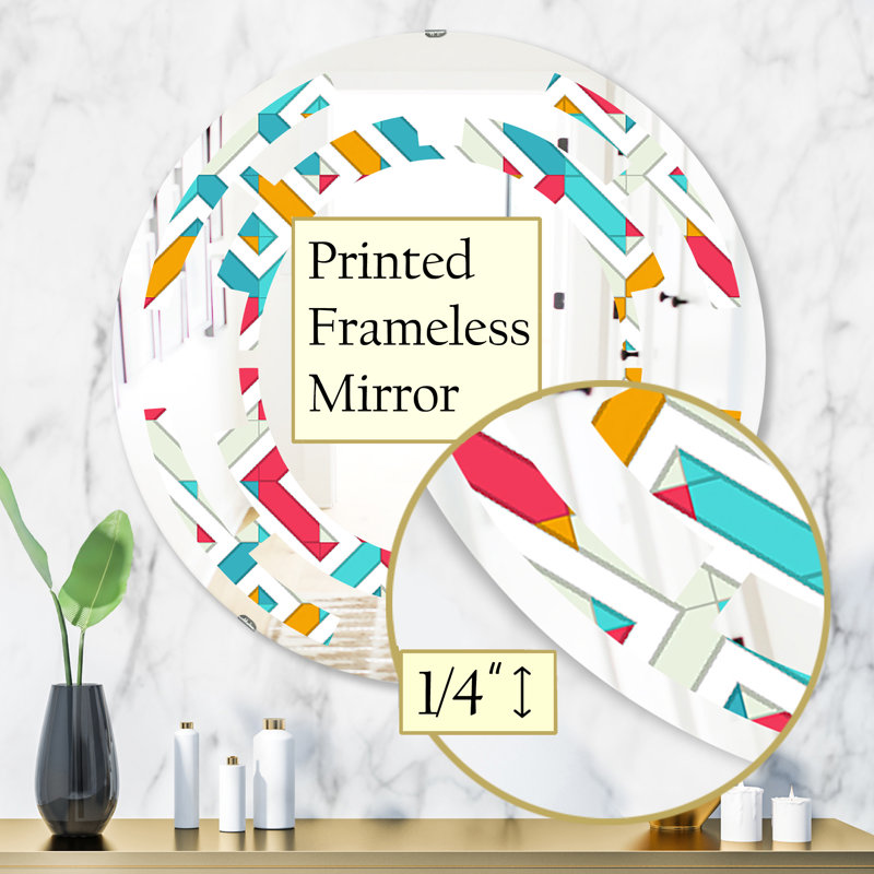 Miroir mural abstrait sans espace, H 31,5 po x l po