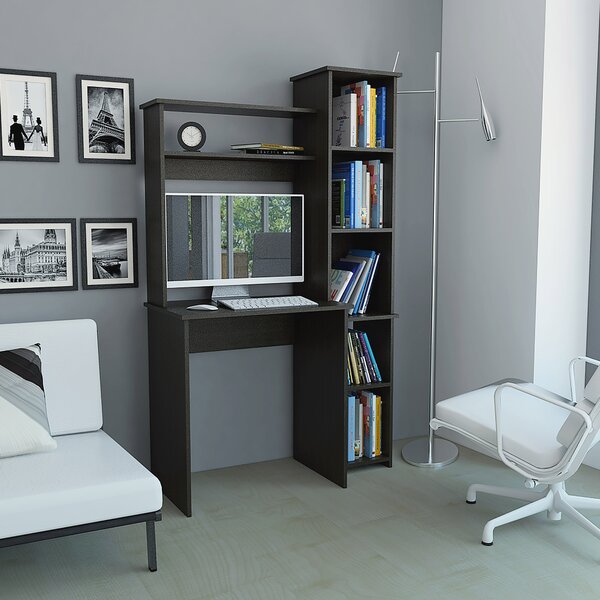 Ebern Designs Versalles Writing Desk, Two Superior Shelves, Bookshelf ...