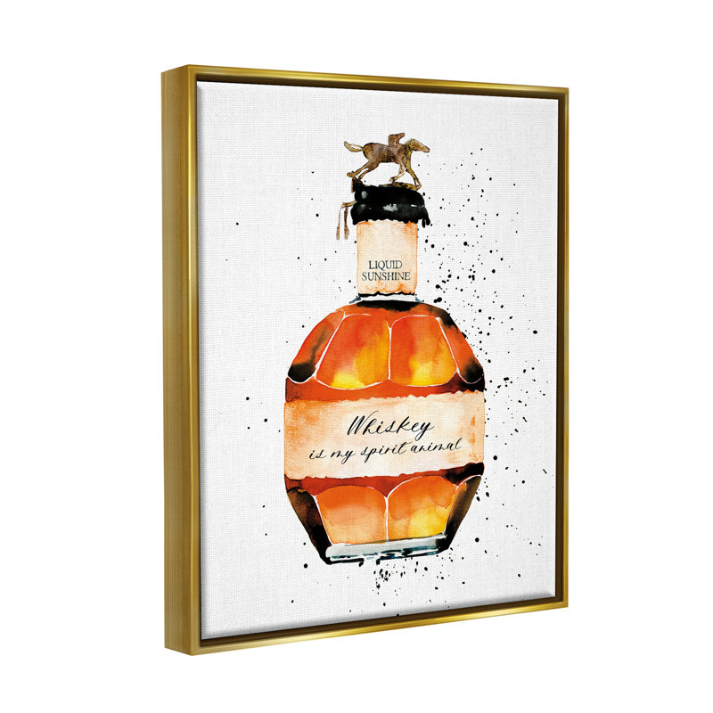 Whiskey Is My Spirit Animal Quote, H 21 po x l 17 po x P 1,7 po, Cadre doré