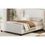 Structure de lit grand en lin à oreilles beige de 51 po pour grand lit, aucun sommier requis, soutien solide des pieds, environnement de sommeil confortable requis, surface solide stable