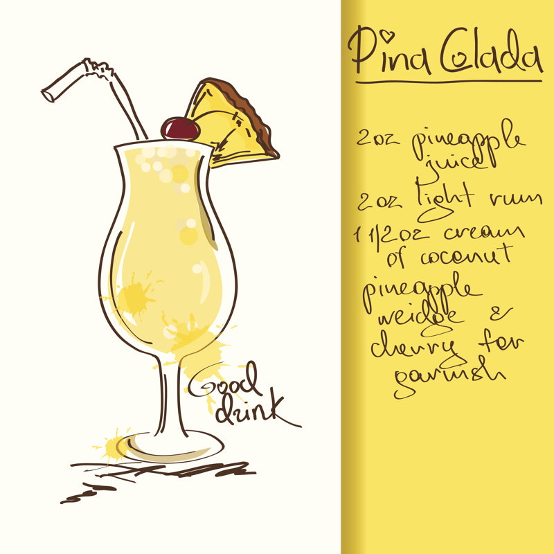 Illustration With Pina Colada Cocktail by Annykos - Wrapped Canvas Print, 51cm H x 51cm W