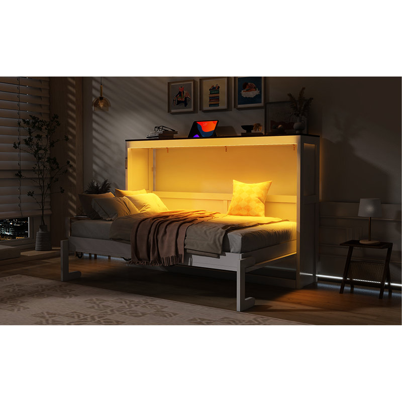 Lit escamotable avec lumière DEL, Blanc